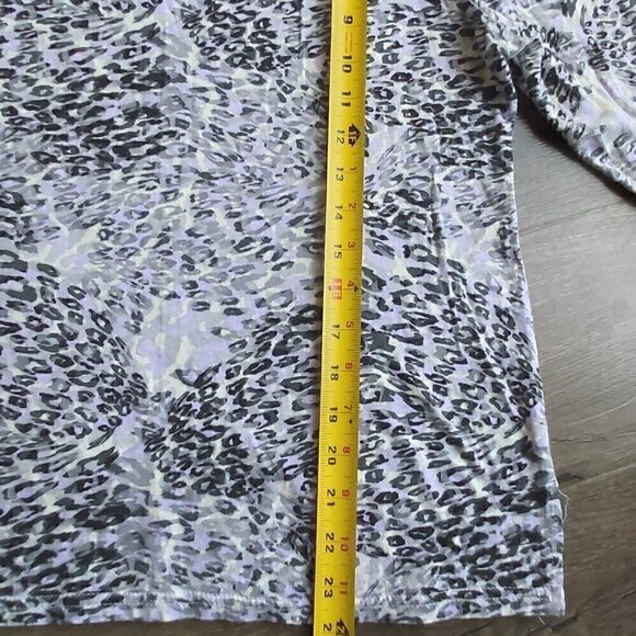 Covington Animal Print Lace V-Neck Shirt - 3/4 Sleeve Cotton Blend - Size Large - Picture 4 of 6